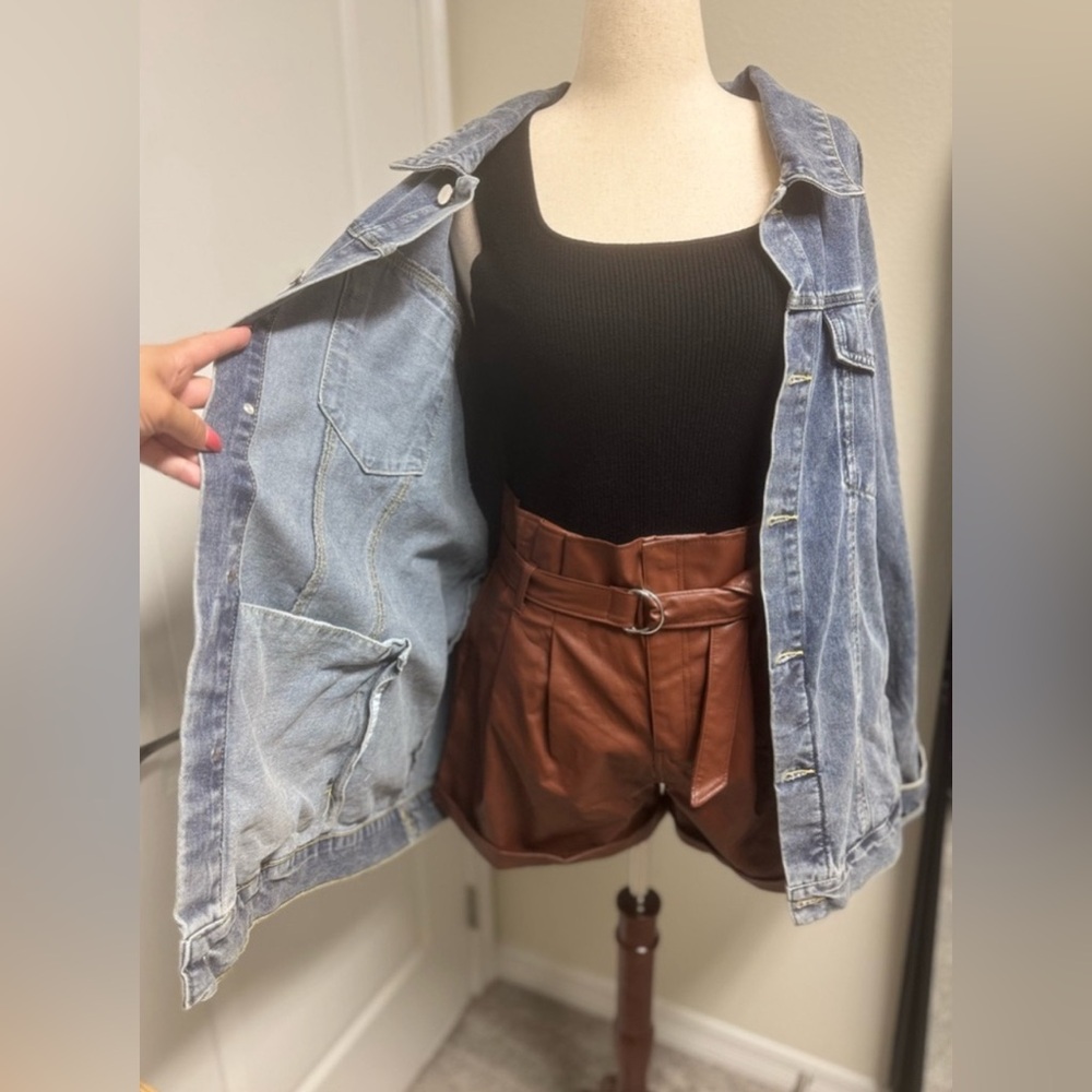 Oversized Denim Jacket, Medium Blue, in Women’s Size 18 - Picture 6 of 9